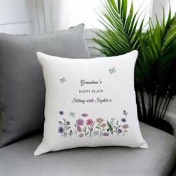 Rackhams Personalised Wild Flowers Cushion - H46 x W48 x D0.4cm, 0.34kg - Polyester - thumbnail 2