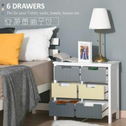 Rackhams 6 Drawer Storage Tower, Dresser Chest with Wood Top, Organiser Unit for Closets Bedroom Nursery Room Hallway - thumbnail 5