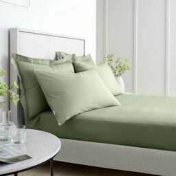 Rackhams 200 Thread Count Cotton Percale Extra Deep Fitted Sheet - Sage Green - Super King - thumbnail 3