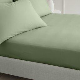 Rackhams 200 Thread Count Cotton Percale Extra Deep Fitted Sheet - Sage Green - Super King - thumbnail 2