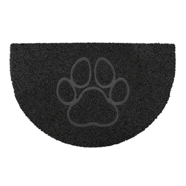 Rackhams Paw Half Moon Doormat in Black - Black - Vinyl - 1