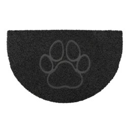 Rackhams Paw Half Moon Doormat in Black - Black - Vinyl - 1