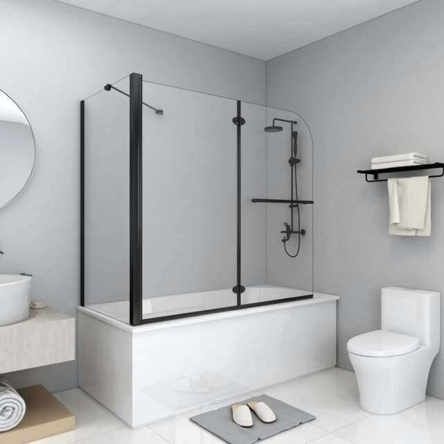 Rackhams Bi-Folding Shower Enclosure ESG 120x68x130 cm Black