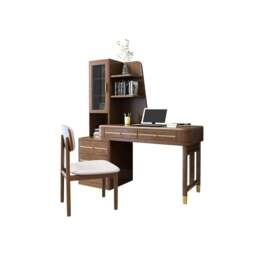Rackhams SK21 Office Desk With Side Storage, Rosewood & Gold - thumbnail 2