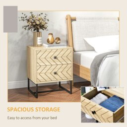 Rackhams Bedside Table Unit Unique Zig Zag Design w/ Black Metal Handles Melamine - thumbnail 5