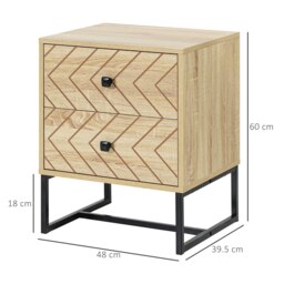 Rackhams Bedside Table Unit Unique Zig Zag Design w/ Black Metal Handles Melamine - thumbnail 6