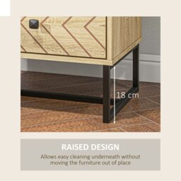 Rackhams Bedside Table Unit Unique Zig Zag Design w/ Black Metal Handles Melamine - thumbnail 4