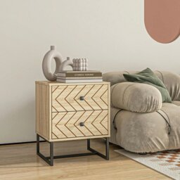 Rackhams Bedside Table Unit Unique Zig Zag Design w/ Black Metal Handles Melamine - thumbnail 2