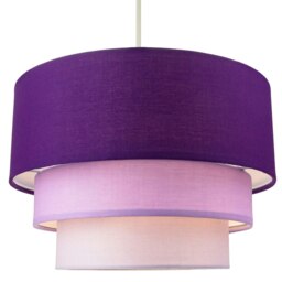 Rackhams Contemporary Round Triple Tier Purple/Lilac Cotton Fabric Pendant Light Shade - thumbnail 2