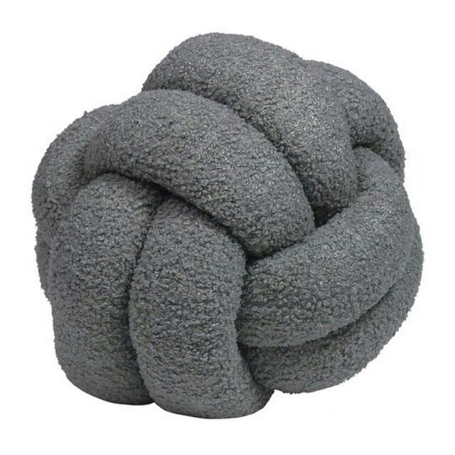Rackhams Boucle Fleece Knotted Cushion - Charcoal - One Size - Charcoal - 100% Polyester - image 1
