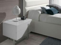 Rackhams Bedside Table White Wood and Chrome Plated Steel 7003 - thumbnail 3