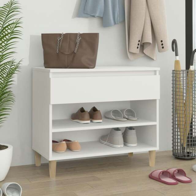 Rackhams Shoe Cabinet White 70x36x60 cm Engineered Wood - image 1