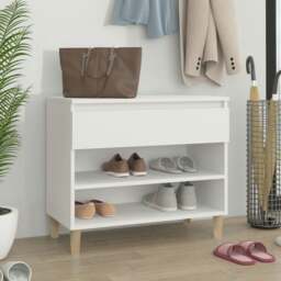 Rackhams Shoe Cabinet White 70x36x60 cm Engineered Wood - thumbnail 1