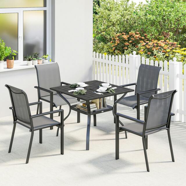 Rackhams 5 Pieces Outdoor Dining Set for 4, Patio Furniture Set - Dark Grey - Table and 4 chairs - Garden Dining Set - image 1