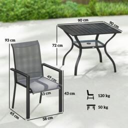 Rackhams 5 Pieces Outdoor Dining Set for 4, Patio Furniture Set - Dark Grey - Table and 4 chairs - Garden Dining Set - thumbnail 3