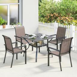 Rackhams 5 Pieces Outdoor Dining Set for 4, Patio Furniture Set - Dark Grey - Table and 4 chairs - Garden Dining Set - thumbnail 6