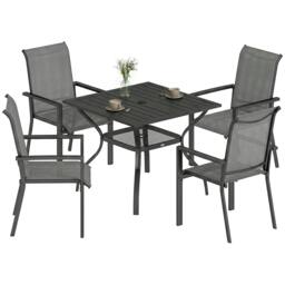 Rackhams 5 Pieces Outdoor Dining Set for 4, Patio Furniture Set - Dark Grey - Table and 4 chairs - Garden Dining Set - thumbnail 2