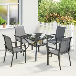 Rackhams 5 Pieces Outdoor Dining Set for 4, Patio Furniture Set - Dark Grey - Table and 4 chairs - Garden Dining Set - thumbnail 1