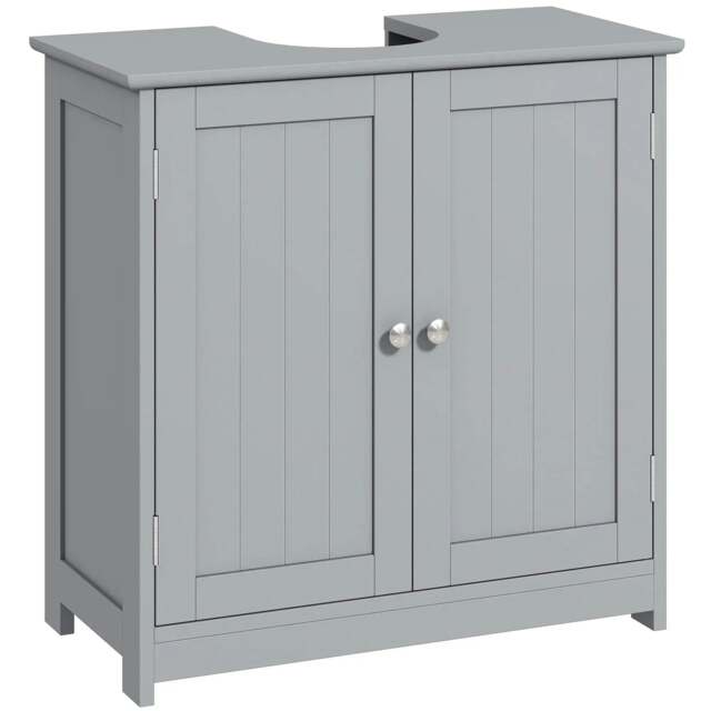 Rackhams Under Sink Bathroom Cabinet, Freestanding Under Sink Cabinet with 2 Doors and Adjustable Shelf for Basin without or with Pedestal, Grey - image 1