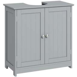 Rackhams Under Sink Bathroom Cabinet, Freestanding Under Sink Cabinet with 2 Doors and Adjustable Shelf for Basin without or with Pedestal, Grey - thumbnail 1
