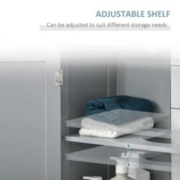 Rackhams Under Sink Bathroom Cabinet, Freestanding Under Sink Cabinet with 2 Doors and Adjustable Shelf for Basin without or with Pedestal, Grey - thumbnail 6