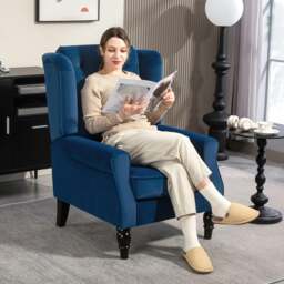 Rackhams Accent Armchair Home Furniture Retro Tufted Club Fabric Blue - Blue - thumbnail 2
