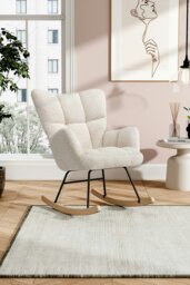 Rackhams Netural Bouclé Tufted Upholstered Rocking Chair - Cream - thumbnail 2
