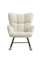 Rackhams Netural Bouclé Tufted Upholstered Rocking Chair - Cream - thumbnail 3