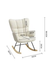 Rackhams Netural Bouclé Tufted Upholstered Rocking Chair - Cream - thumbnail 6