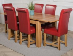 Rackhams Richmond Medium Oak Extendable Dining Table with Washington Leather Chairs - 6 chairs - Ivory - thumbnail 2