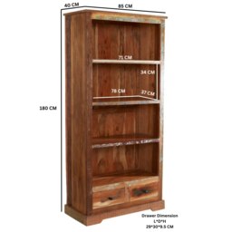 Rackhams Dahila Reclaimed Boat Large Bookcase - Wood - 1 - 85CM X 40CM X 180CM  (LXDXH) - thumbnail 4