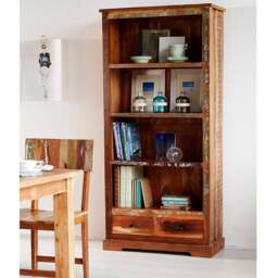 Rackhams Dahila Reclaimed Boat Large Bookcase - Wood - 1 - 85CM X 40CM X 180CM  (LXDXH)