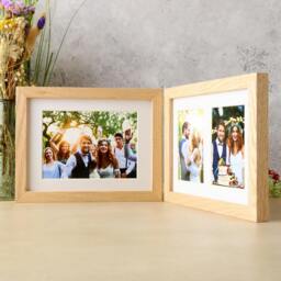 Rackhams Solid Oak Three Aperture Hinged Picture Frame - Natural Finish - Three aperture frame - thumbnail 2