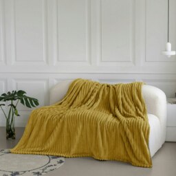 Rackhams Chunky Cord Super Soft Plush Heavy Blanket - 200cm x 240cm - Ochre