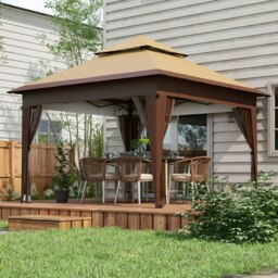 Rackhams 3 x 3(m) Pop Up Gazebo, Instant Shelter with Mosquito Netting, Khaki - Khaki - Steel, Oxford Cloth - 337L x 337W x 272Hcm - thumbnail 3
