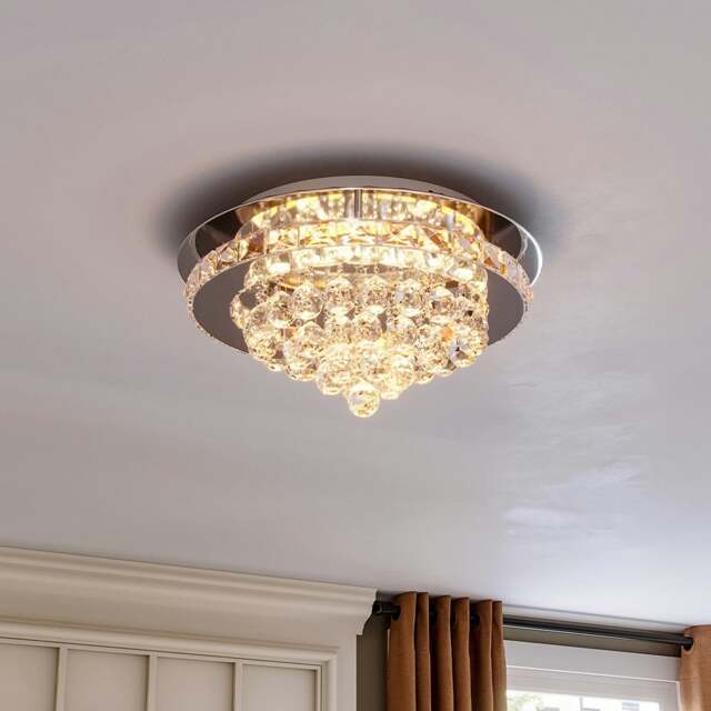 Rackhams LED Ceiling Light Chandelier Lamp with Crystal Droplets - Dimmable (with remote control) - image 1