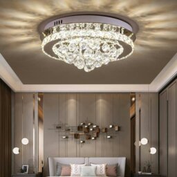 Rackhams LED Ceiling Light Chandelier Lamp with Crystal Droplets - Dimmable (with remote control) - thumbnail 2