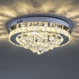 Rackhams LED Ceiling Light Chandelier Lamp with Crystal Droplets - Dimmable (with remote control) - thumbnail 4