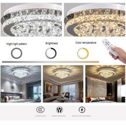 Rackhams LED Ceiling Light Chandelier Lamp with Crystal Droplets - Dimmable (with remote control) - thumbnail 6
