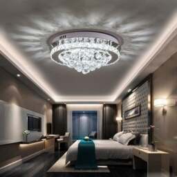Rackhams LED Ceiling Light Chandelier Lamp with Crystal Droplets - Dimmable (with remote control) - thumbnail 3