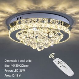 Rackhams LED Ceiling Light Chandelier Lamp with Crystal Droplets - Dimmable (with remote control) - thumbnail 5