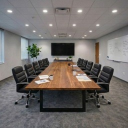 Rackhams Luxury Walnut Conference Table - 240x100cm - Chunky X legs in Black - Chunky U legs Black - thumbnail 2
