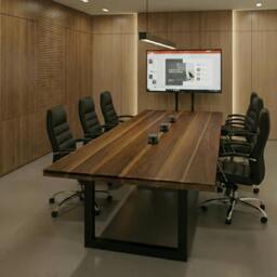 Rackhams Luxury Walnut Conference Table - 240x100cm - Chunky X legs in Black - Chunky U legs Black - thumbnail 4