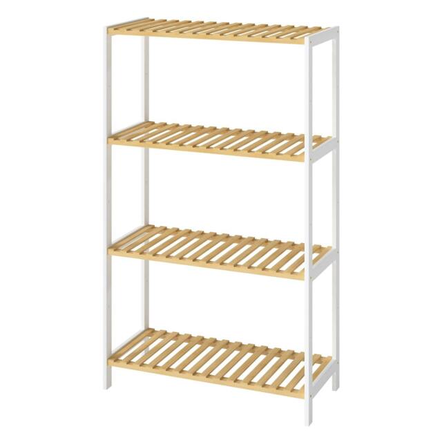 Rackhams Bamboo Storage Shelf 4-Tier Organiser Shelving Unit Plant Stand Shoe Rack - image 1