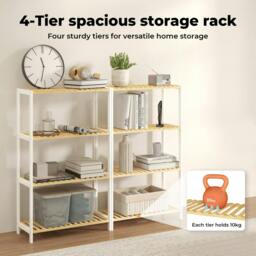 Rackhams Bamboo Storage Shelf 4-Tier Organiser Shelving Unit Plant Stand Shoe Rack - thumbnail 4