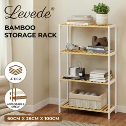 Rackhams Bamboo Storage Shelf 4-Tier Organiser Shelving Unit Plant Stand Shoe Rack - thumbnail 2