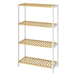 Rackhams Bamboo Storage Shelf 4-Tier Organiser Shelving Unit Plant Stand Shoe Rack