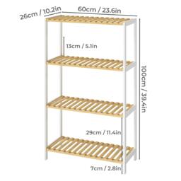 Rackhams Bamboo Storage Shelf 4-Tier Organiser Shelving Unit Plant Stand Shoe Rack - thumbnail 3