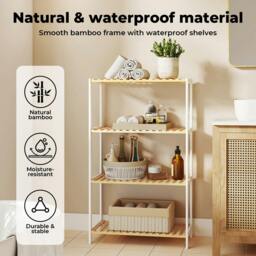 Rackhams Bamboo Storage Shelf 4-Tier Organiser Shelving Unit Plant Stand Shoe Rack - thumbnail 5