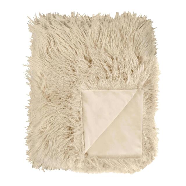 Rackhams Rowan Faux Fur Throw - Natural - 130cm x 175cm - Natural - 100% Polyester - image 1